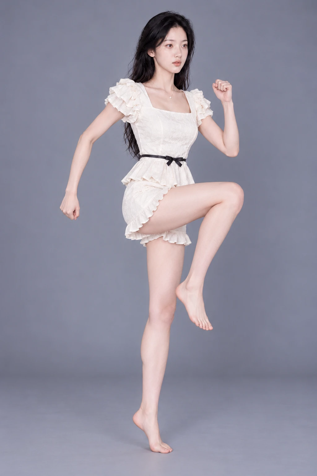 Running with knee raised high / Reference view
