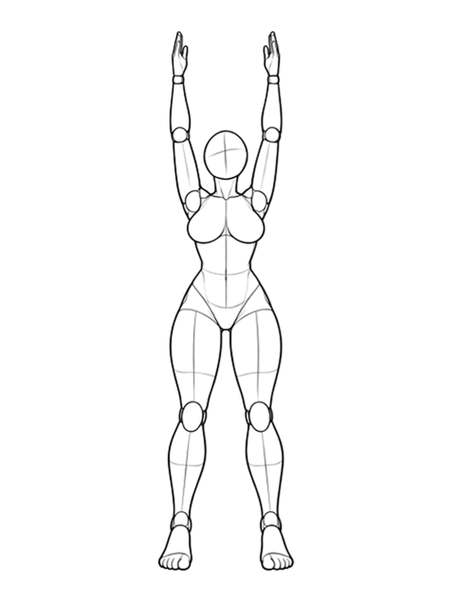 Standing with both arms overhead / Front