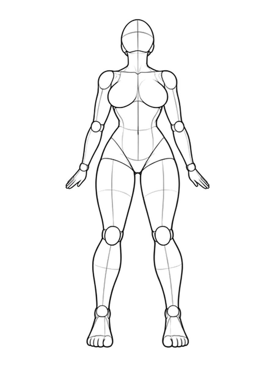 Standing with arms behind and chest lifted / Front
