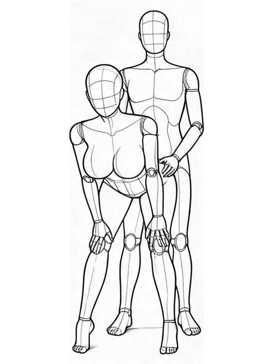 Standing and bending forward with hands on knees / Front