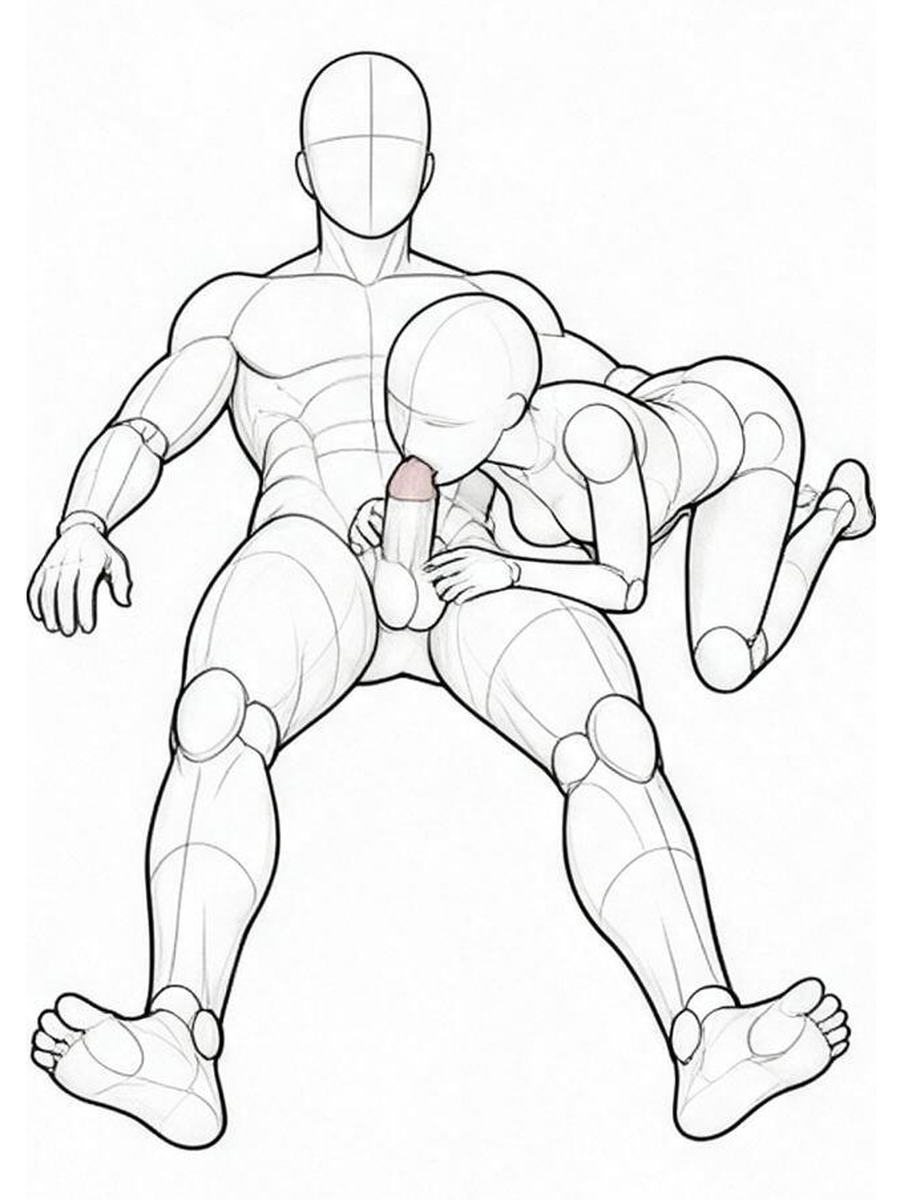 On all fours between another person's legs / Front