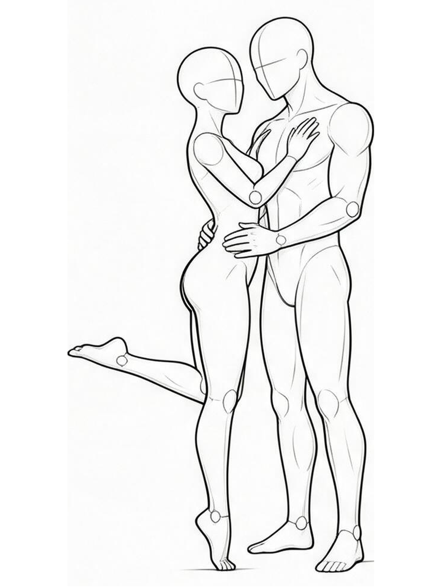 Reaching up on tiptoe with one foot behind / Front