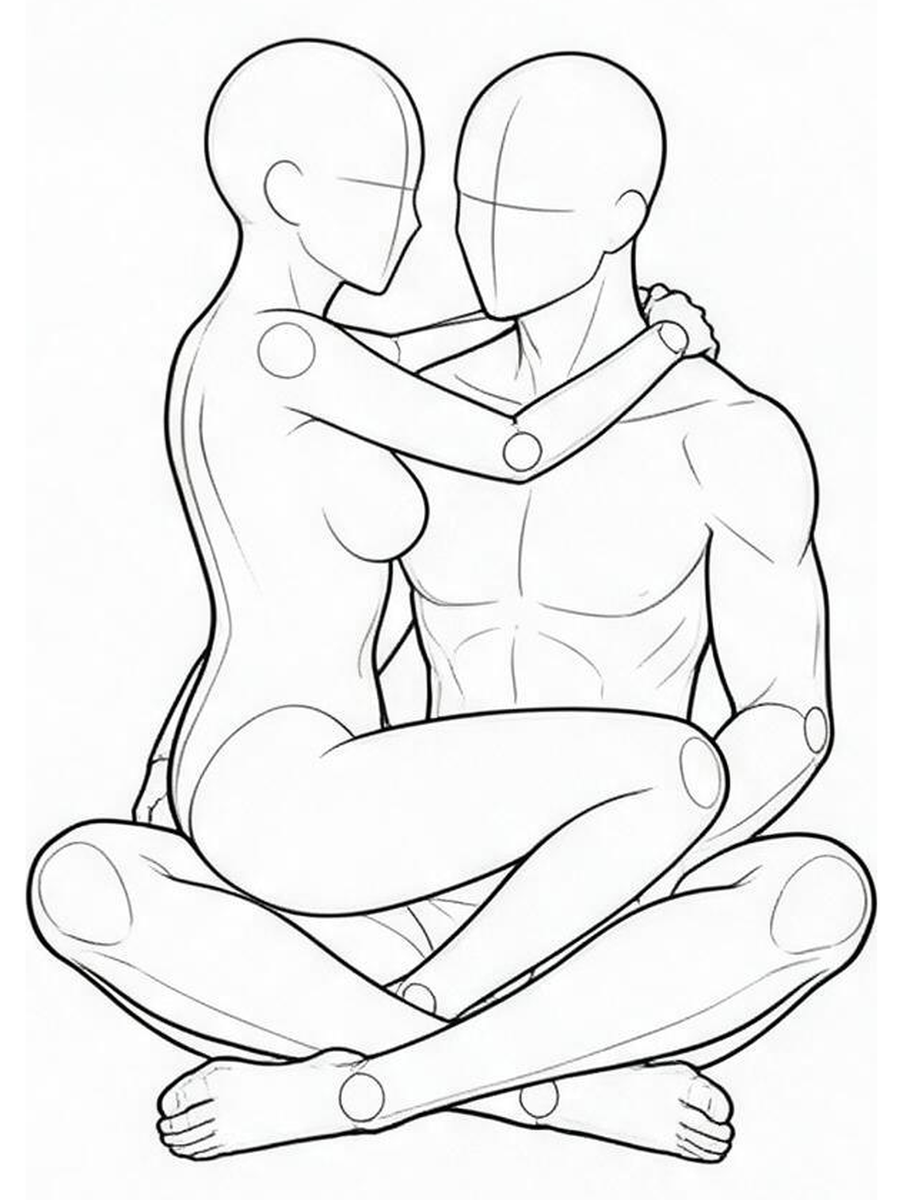 Seated on a lap with legs around the waist / Front