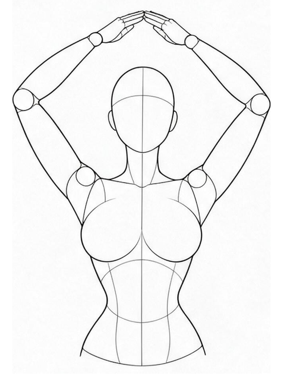 Heart with both arms overhead / Front