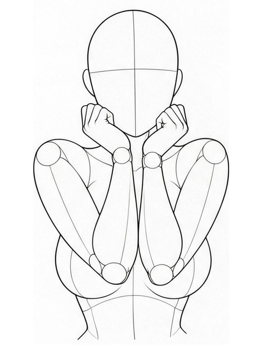 Fists against the cheeks / Front