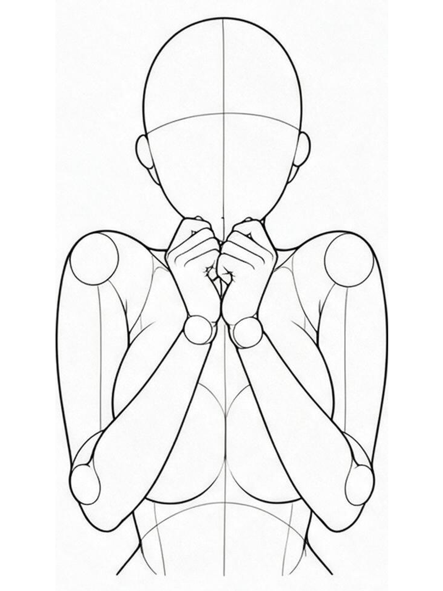 Both hands covering the mouth / Front