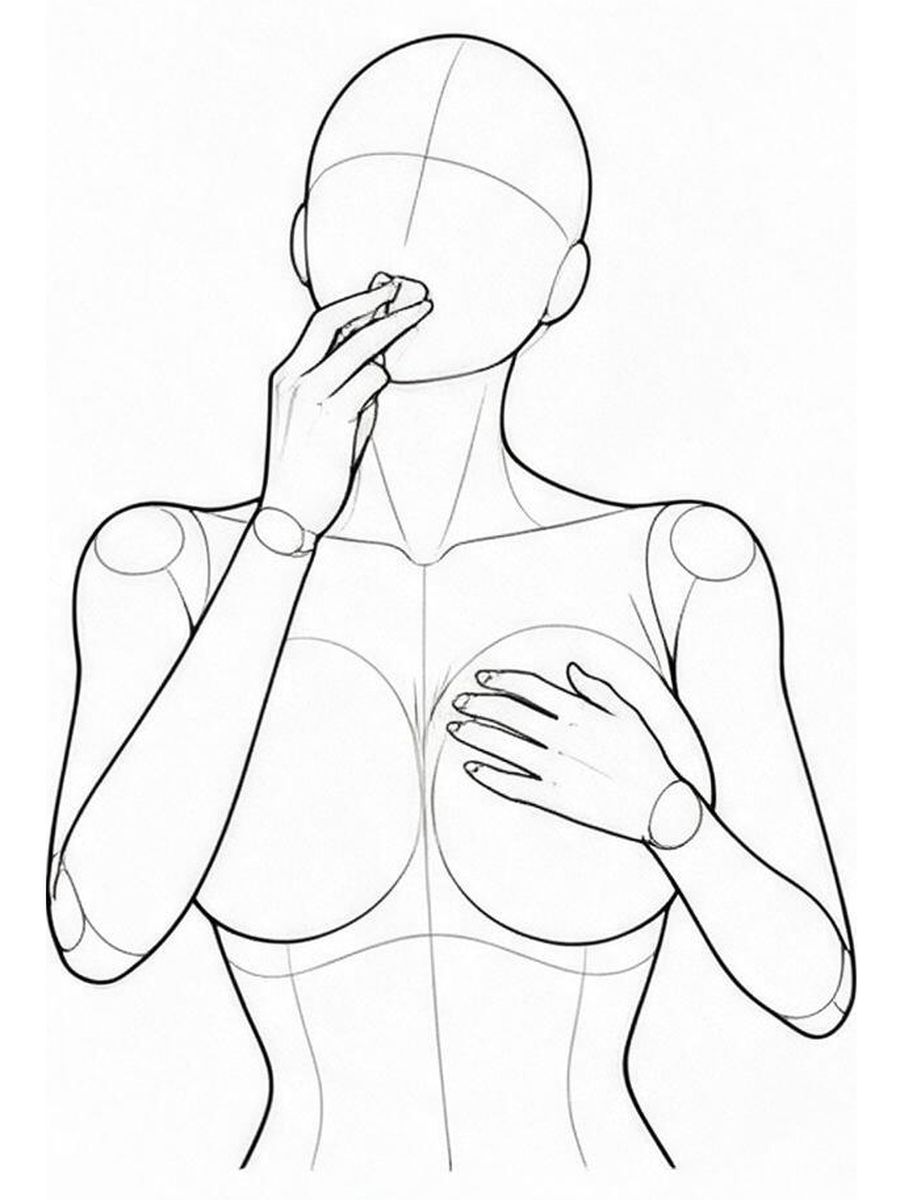Finger held at the mouth / Front