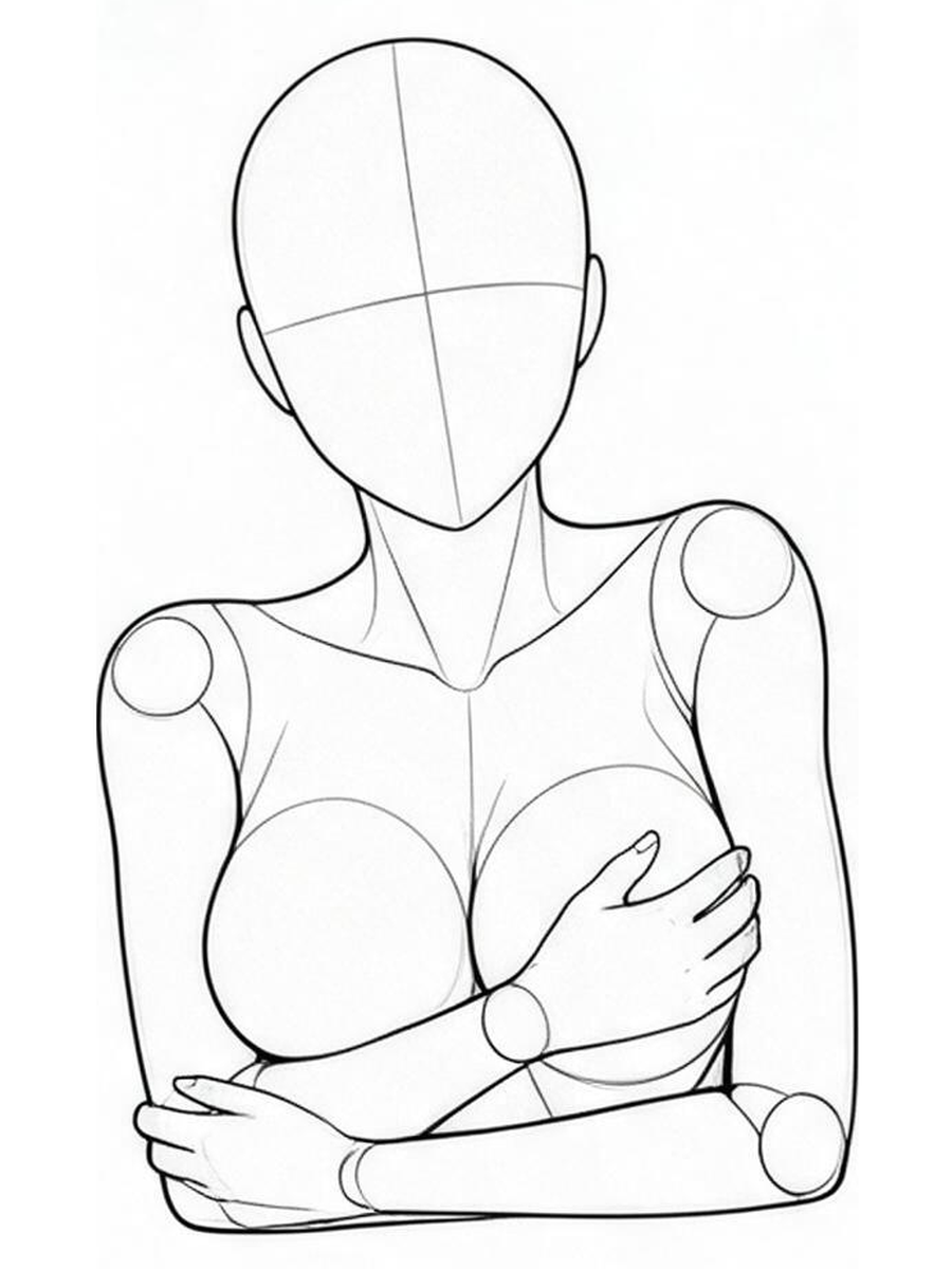 Lying on the side, arms around the chest / Front