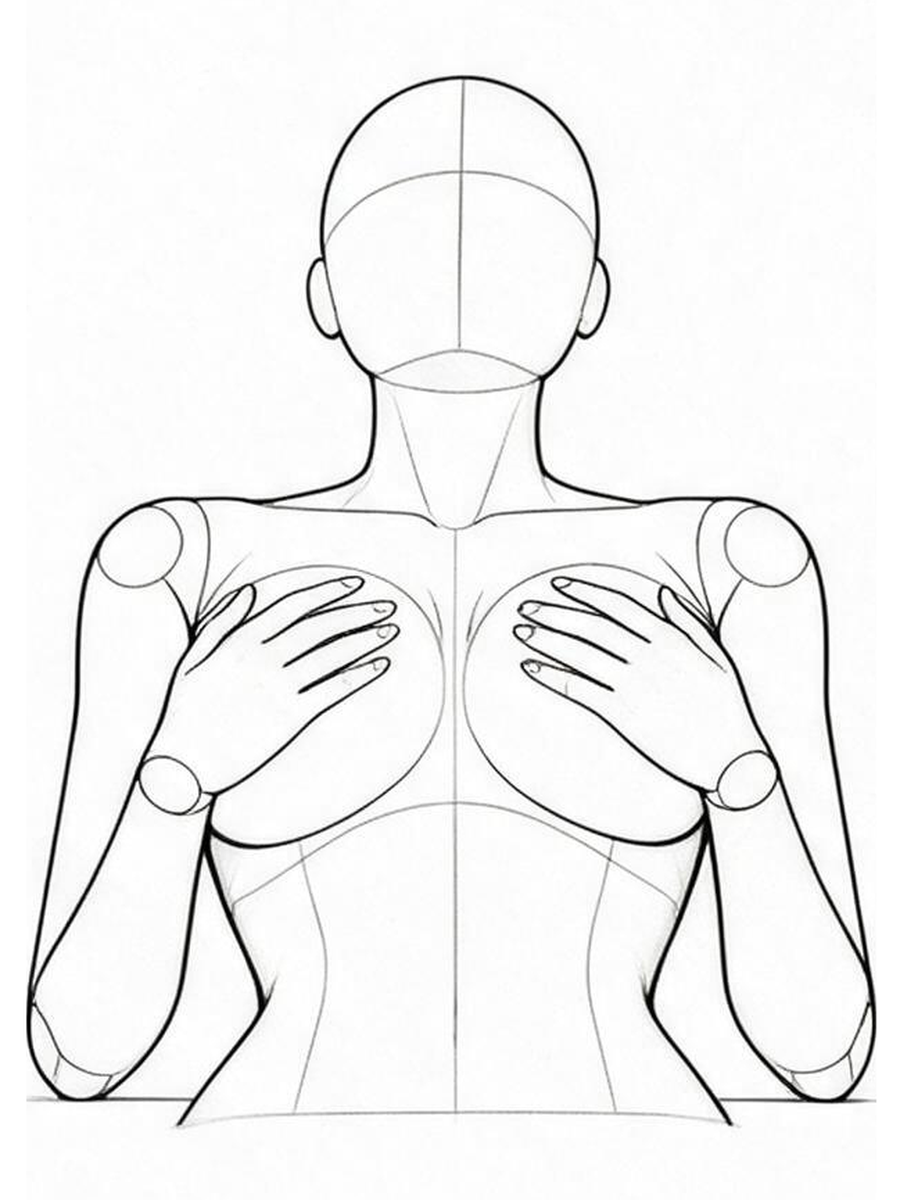 Lying on the back with hands on the chest / Front