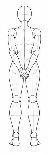 Standing with hands clasped in front / Reference view