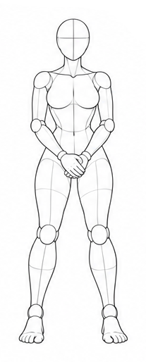Standing with hands together in front / Reference view
