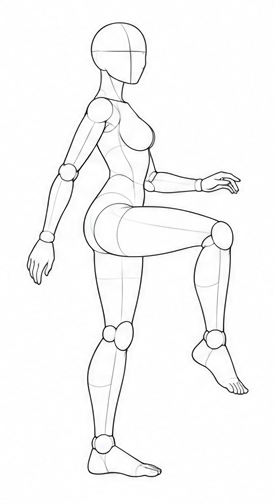Standing with one knee lifted / Reference view