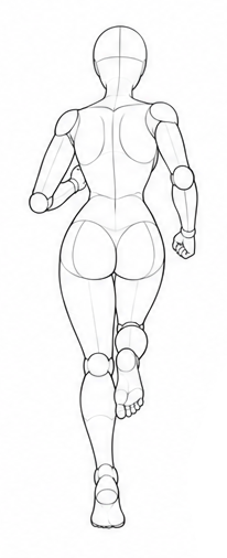 Running away with one foot lifted / Reference view