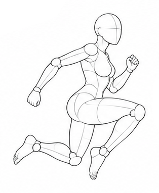Running with bent knees / Reference view