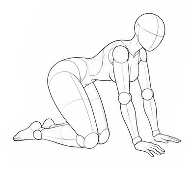 On hands and knees / Reference view