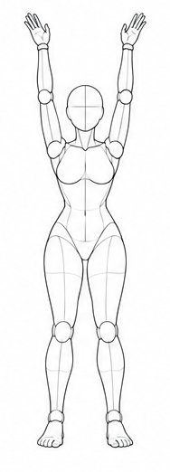 Standing with both arms raised / Reference view