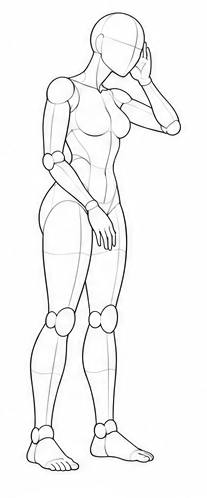 Standing with one hand beside the head / Reference view