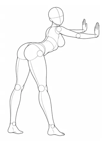 Standing with hands against a wall, hips pushed back