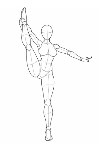 Standing, raising one leg to shoulder height and holding the ankle