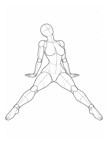 Seated in a wide V, hands behind