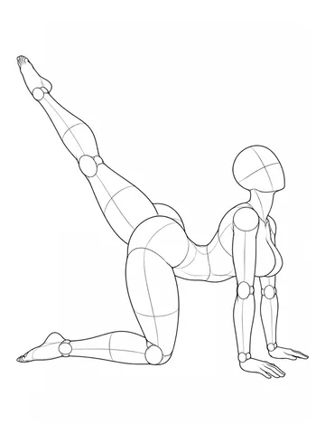 On all fours, raising one leg high behind