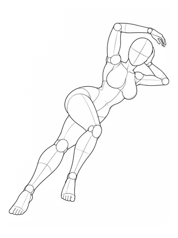 Lying on the side with arms overhead in an S curve