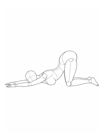 Lying on the stomach with hips raised