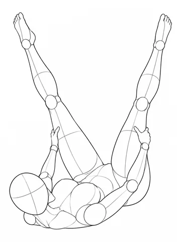 Lying on the back with legs raised in a V