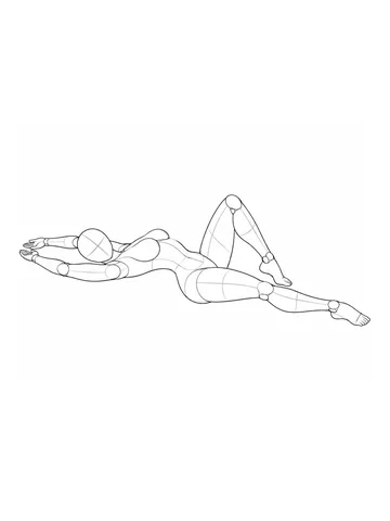 Lying on the back, arching and stretching both arms overhead