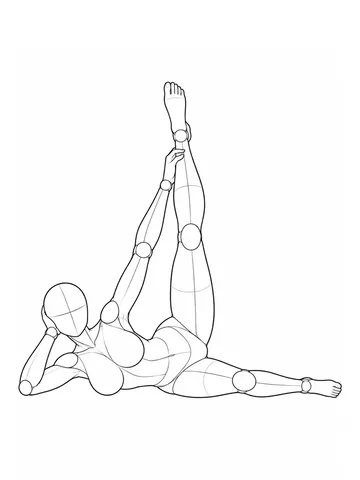 Lying on the side, raising the upper leg and holding the ankle