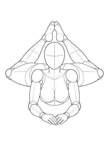 Lying on the stomach with knees spread to the sides
