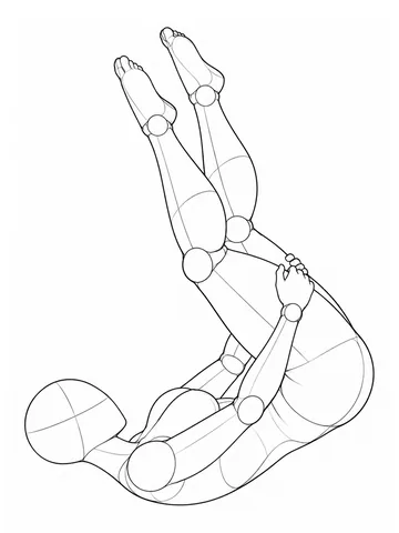 Curled backward, holding the thighs, side view
