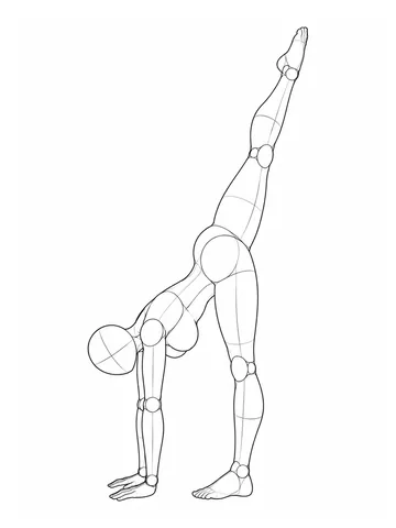 Standing split, bending forward with one leg raised behind