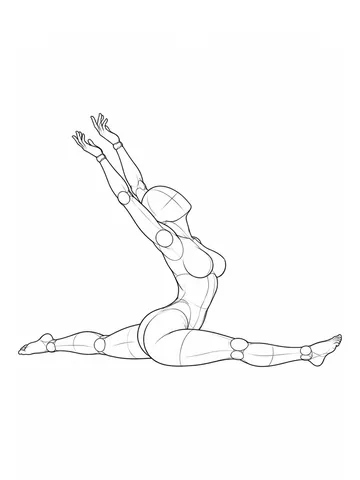 Front split with upper body arched back