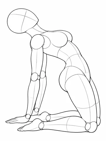 Kneeling, bending back with both hands on the floor