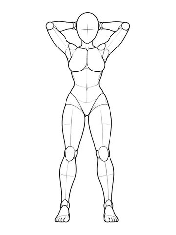 Standing with hands at the back of the neck