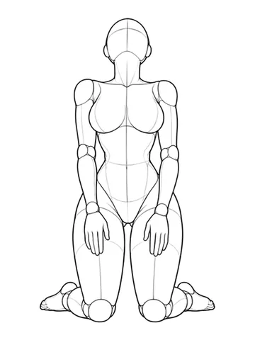 Kneeling and arching the upper body