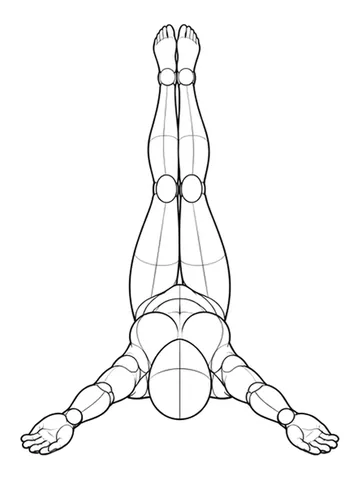 Lying on the back with both legs straight up