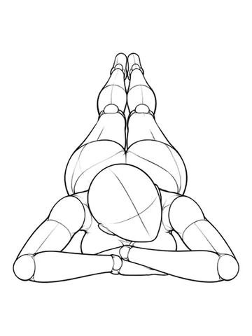 Lying on the stomach, head resting on an arm