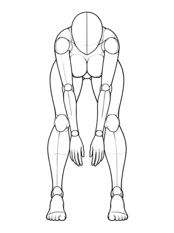 Bending forward with arms hanging down