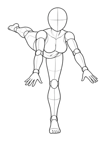 Bending forward with one leg raised behind