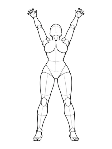 Arching backward with both arms raised