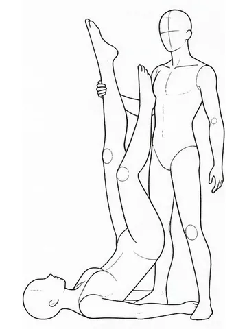 Holding ankles up with legs spread in a V