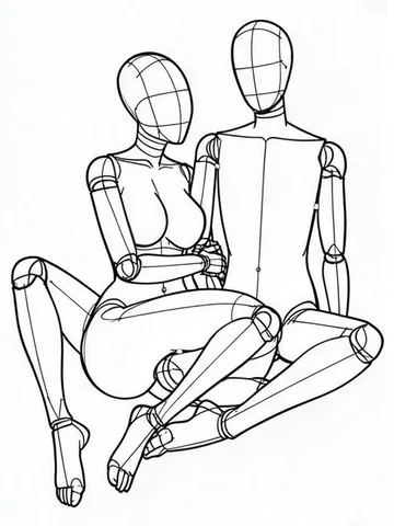 Legs intertwined, pulling each other's arms