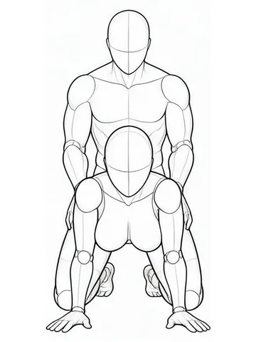 Kneeling behind a person on all fours