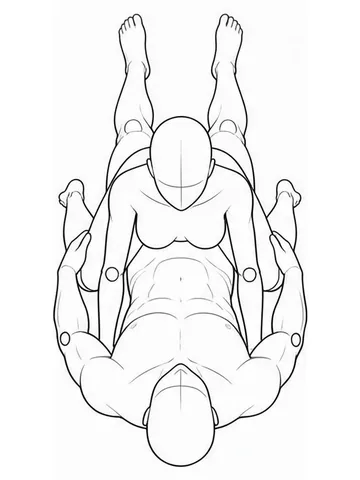 Lying on top of each other in opposite directions