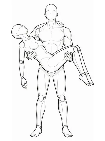 Cradled in arms with back arched