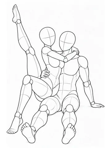 Side-sitting with one leg extended high