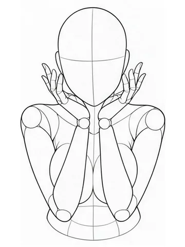 Chin resting on both palms, flower pose