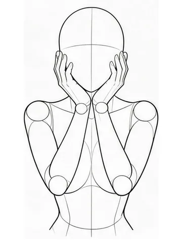 Both hands cupping the cheeks